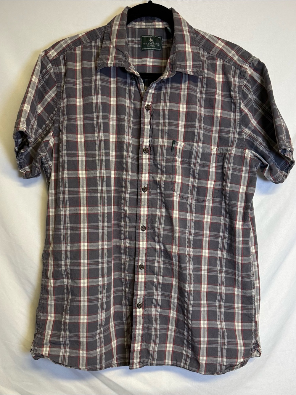 G.H. Bass & Co. Short-Sleeve Gray Plaid Button-Down Shirt